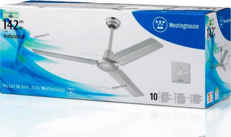 Вентилятор потолочный с настенным регулятором Westinghouse Industrial Silver, 3 лопасти, никель