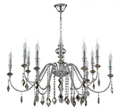 Подвесная люстра Crystal Lux MERCEDES SP6+6 CHROME/SMOKE (220V, на цепи, свеча)