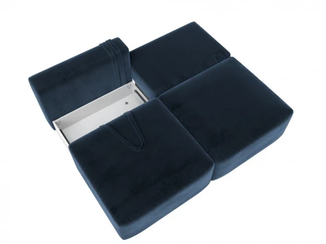 Диван прямой модульный Лига-060 НПБ (ЛДСП,Брус,Фанера/Пластик/Велюр/Синий) Лига Диванов 129457