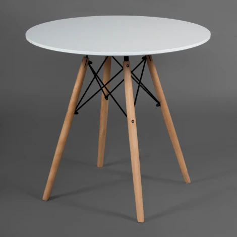 Стол CINDY NEXT (mod.80-MDF) белый/натуральный (металл/мдф/бук)