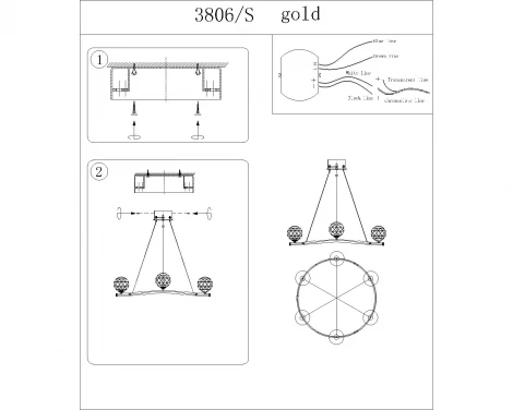 Подвесной светильник Newport 3800 3806/S gold