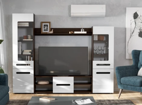 Готовые гостиные Woodville Fang венге / белый глянец 499616