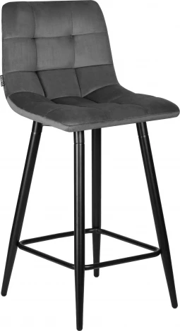 Стул полубарный DOBRIN OLIVIA (черные матовые ножки, темно-серый велюр (108-91))