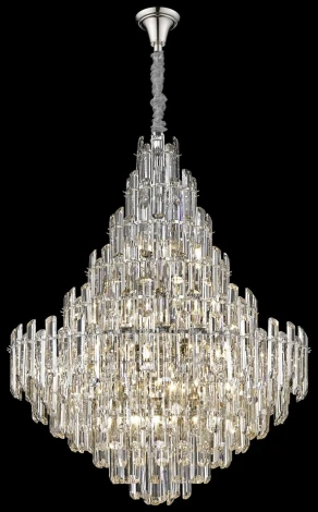Подвесная большая люстра каскадная Wertmark Lazzara WE107.21.103 (220V, хрусталь, на цепи)