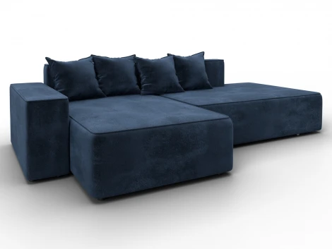 Диван угловой Лига-079 угол левый (ДСП/Пластик/Велюр/Синий) Лига Диванов 129822L
