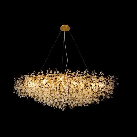 Подвесная люстра большая iLamp Savage 7204-L1600 GD (220V, на тросе, листья, ветки)