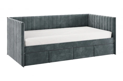 Кровать с ящиками Твикс (Софа) 90х200 см Mebelson (ДСП,Велюр/Графит) арт.171562,2171