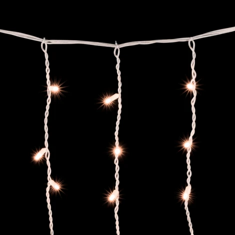 Гирлянда Бахрома 3,2 x 0,9 м Экстра Тепло-Белая 220В, 168 LED, Провод Белый Каучук, IP65