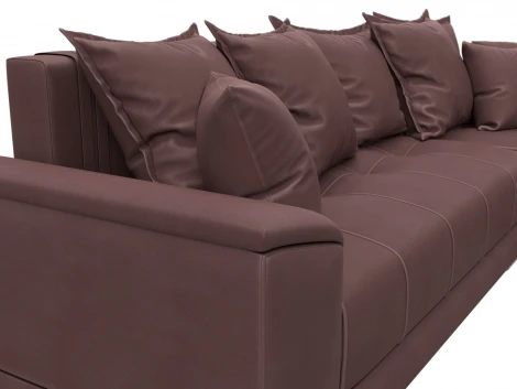 Диван угловой НордСтар правый угол (ДСП,Брус/Пластик/Замша/Бордовый) Лига Диванов 128210