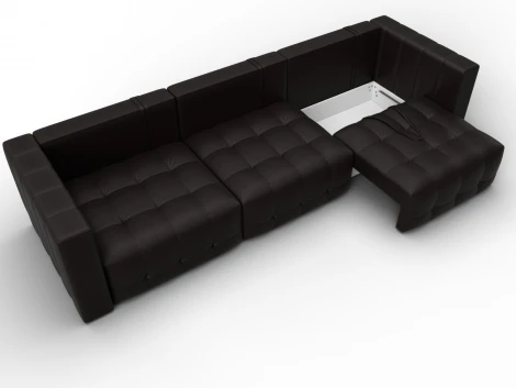 Диван прямой Лига-052 НПБ Лонг (ЛДСП,Брус,Фанера/Пластик/Экокожа/Коричневый) Лига Диванов 129907