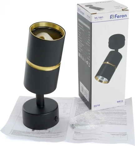 Спот настенно-потолочный Feron ML1861 ZEN 48641 GU10, чёрный, золото (220V, круглые)