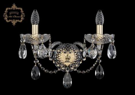 Бра Art Classic 10.21 10.21.2.165.XL.Gd.Sp (220V, хрусталь, подвески, подсвечник, свеча)