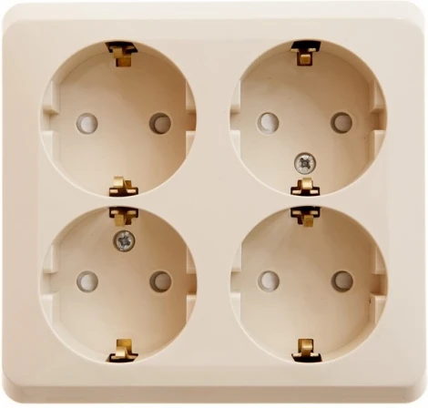 Розетка накладная четверная с заземлением и шторками (кремовый) Systeme Electric Etude PA16-208K