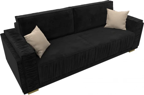 Диван прямой Лига-044 (Черный,Бежевый/Велюр) Лига Диванов арт.122255