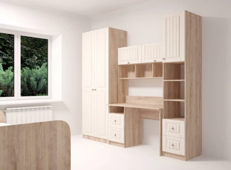 Шкафы Woodville Майя М-02 дуб баррик светлый / крем брюле