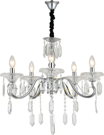 Подвесная люстра Escada Fantail 2111/5P Chrome 5x40Вт E14, металл/хрусталь, хром/прозрачный (220V, на цепи, подсвечник, свеча)