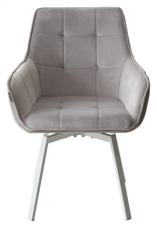 Стул M-City MAVERICK BLUVEL-03 LIGHT GREY/ белый каркас, поворот.360 град.