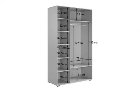 Катрин Шкаф трехдверный 105.02 Mebelson (МДФ,ЛДСП) арт.UL.105-105.02.3370