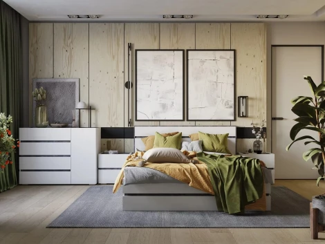 Комод Атлон (Атлон белый / бетон темный) Woodville арт.593707