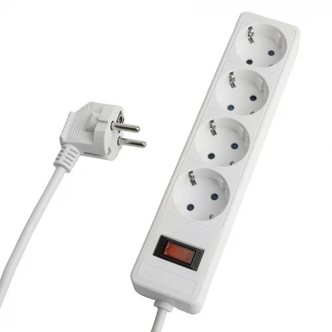 Сетевой фильтр 4-х местный с заземлением 3 метра (белый) Stekker Optima 50090