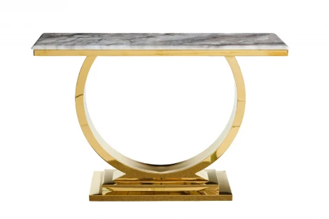 Стол-консоль IST-CASA Лира IST-806,120х40х76 см, светло-серый/золотой