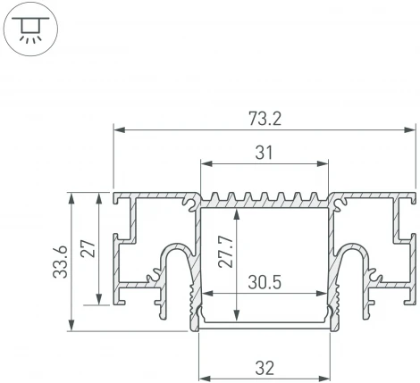 Профиль STRETCH-32-CEIL-CENTER-2000 WHITE (Arlight, Алюминий) 053526
