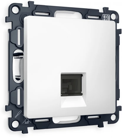 Комплект механизма Ambrella Volt компьютерной розетки ALFA MA132010 Белый матовый RJ-45(8P8C) CAT6 с защитной шторкой QUANT