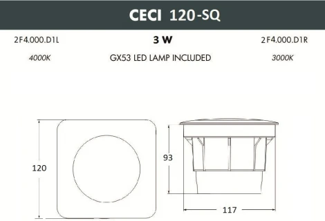 Встраиваемый светильник уличный Fumagalli CECI 2F4.000.000.AXG1L (220V, IP67)