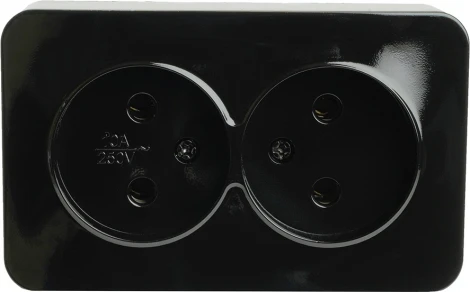 Розетка двойная без заземления (черный) Stekker София 49315