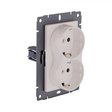 Розетка штепсельная SCHUKO двойная 16A/250 В кашемир матовый Kollinger REA-032CM для Aspekt, Eleganz, Reflex