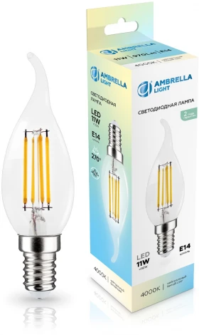 Лампа светодиодная Свеча на ветру CF35 11W 4000K Ambrella Bulbing 351124