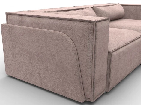 Диван угловой Лига-061 угол правый (ДСП,Брус,Фанера,Велюр/Бежевый) Лига Диванов 131150