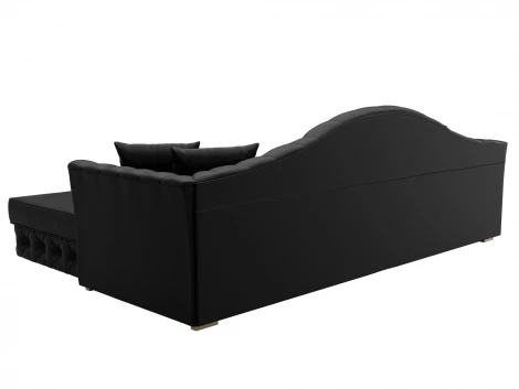 Диван угловой Артис правый угол (Брус,Рейка/Пластик/Экокожа/Черный) Лига Диванов 128032