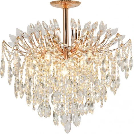 Потолочная люстра на штанге Escada Dimosari 2104/8P Gold 8x40Вт E14, металл/хрусталь, золото/прозрачный (220V)