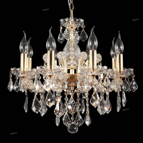 Люстра подвесная хрустальная Crystal Lux Ines, 8 ламп , золото с прозрачным