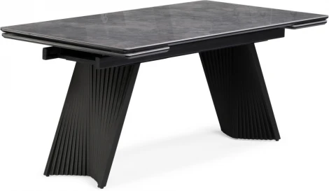 Кухонный стол Notta Вейв 160(220)х89х75 серый мрамор baolai / черный (Керамика) арт.612881