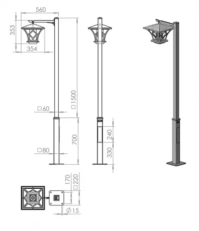Наземный фонарь Русские фонари Теоло 350-51/bs-09 (220V)