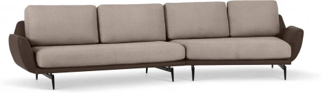 Диван Ispani угловой правый ОГОГО (арт.803482), (Ткань,Экокожа/Коричневый)