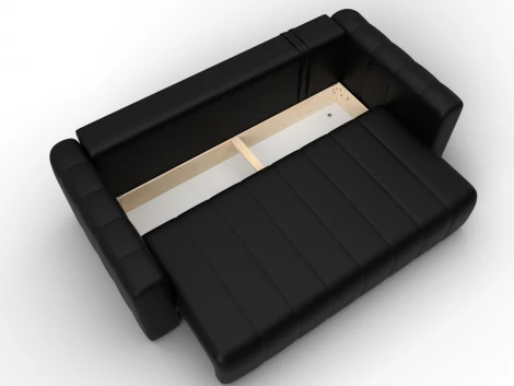 Диван прямой Лига-062 НПБ (ДСП,Фанера,ХДФ/Пластик/Экокожа/Черный) Лига Диванов 130273