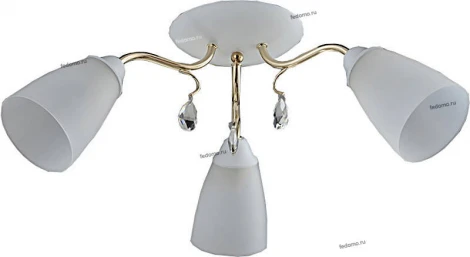 Люстра потолочная Toscom Tori, 3 плафона, белый с золотом и прозрачным