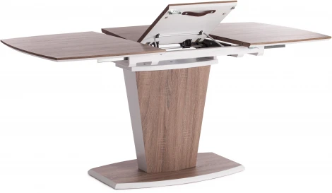 Стол FANCY МДФ HPL, 120-160х85х75 см, Дуб трюфель/Белый Tetchair 18997