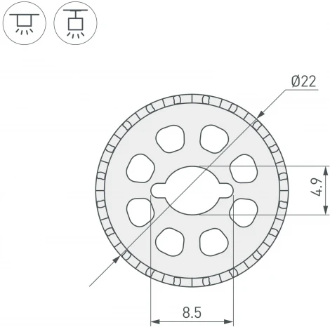 Силиконовый профиль WPH-FLEX-ROPE-D22-360deg-S8-5m WHITE (Arlight, Силикон) 048598
