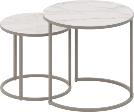 Комплект журнальных столов Слайн Верона керамогранит 40/50 белый глянец/титан 5577819201