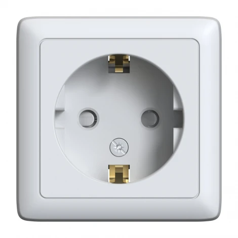 Розетка накладная с заземлением и шторками (белый) Systeme Electric RA16-138-B