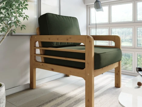 Кресло Arsko Бергер сосна велюр зеленый