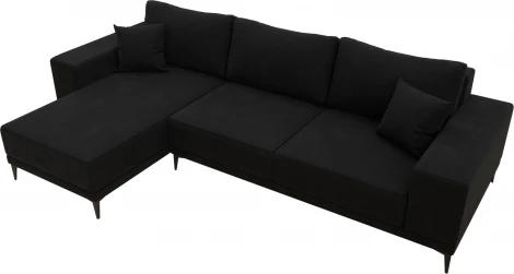 Диван угловой Льюес левый (Черный/Микровельвет) Лига Диванов арт.122407L