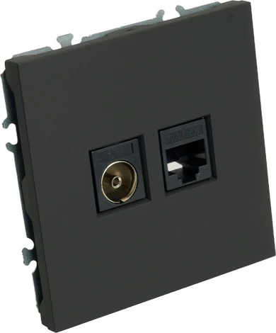 ТВ-розетка и Ethernet RJ-45 (черный) Stekker Эмили 49846