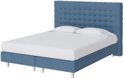 PROxSON Кровать Tallinn Boxspring Lift (Ткань: Рогожка Тетра Голубой) 140x200