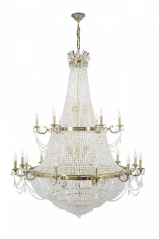 Подвесная большая люстра Dio D'Arte Lodi E 1.7.18.100 G (220V, хрусталь, на цепи, подсвечник, свеча)