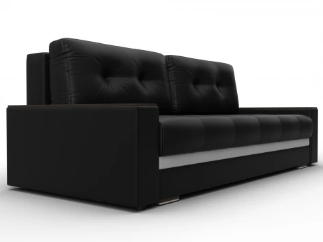 Диван прямой с декором Лига-096 НПБ (ДВП,ДСП,ЛДСП,Брус,Фанера/Пластик/Экокожа/Черный,Белый) Лига Диванов 133430